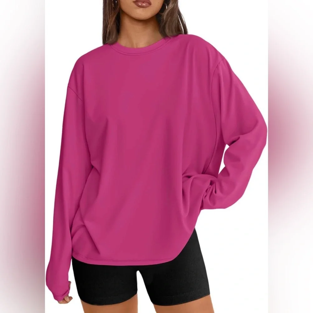 NWT Astrid Rose Pink Long Sleeve Oversized T-Shirt Size Small Soft Knit Tee